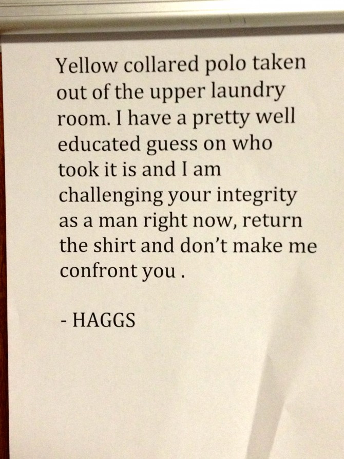Funny missing item note