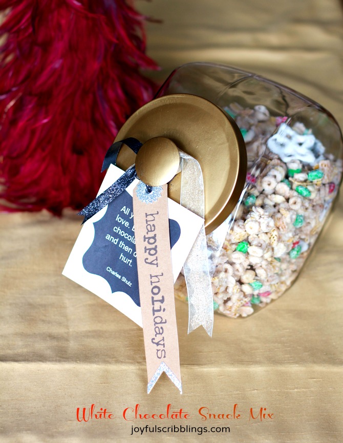white chocolate snack mix-gift in a jar